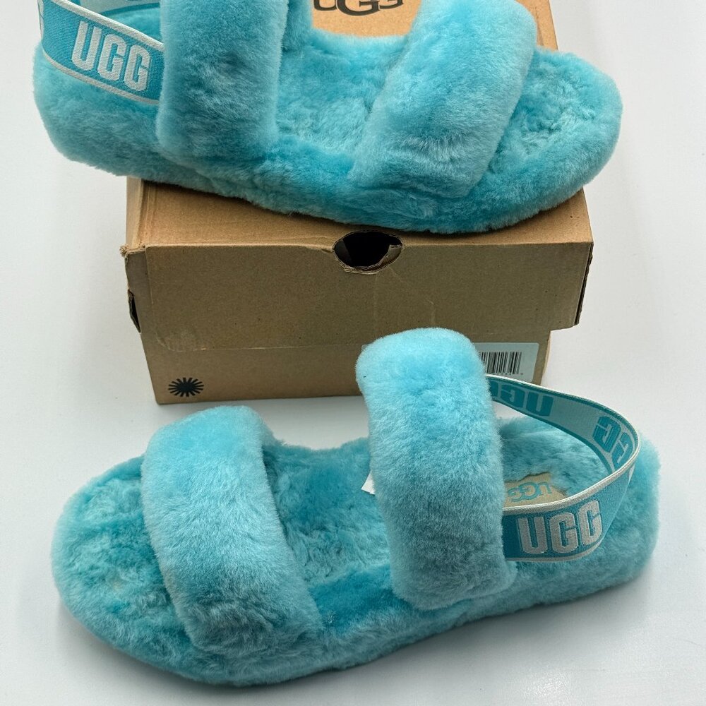 UGG Oh Yeah Slide Size 7 Slipper Shoe Teal Sky Blue